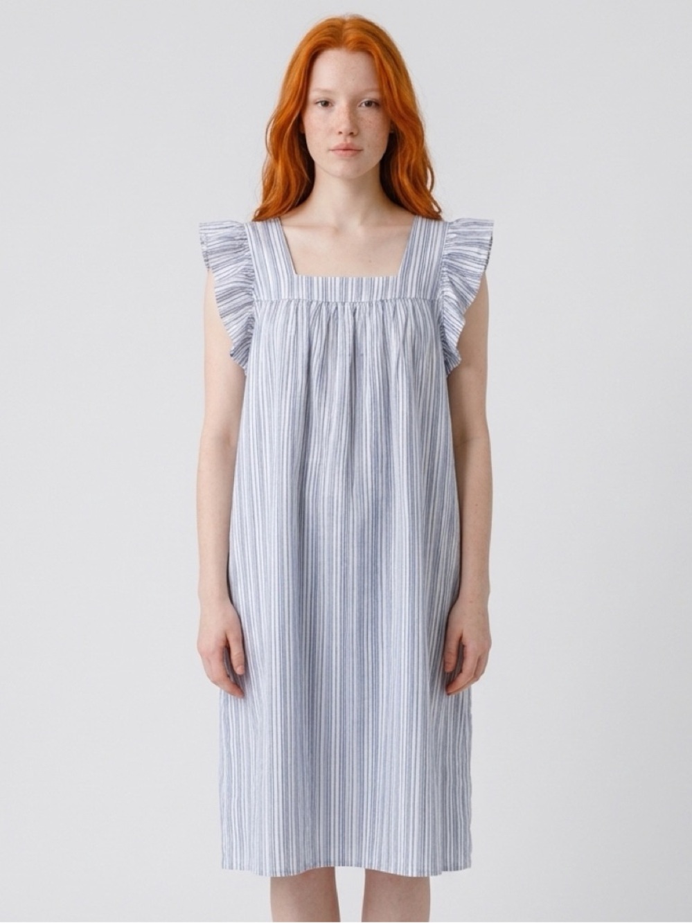 NWT George Light Blue Striped XXL Square-Neck Midi Dress
